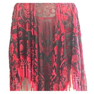 Beaded cape/shawl with fringe